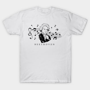 The Ludwig van Beethoven Portrait and Bust with Notes T-Shirt